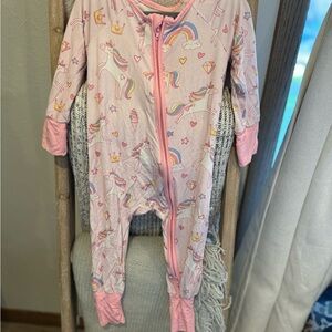 Caden Lane Pink Unicorn Convertible Romper 6-12m EUC